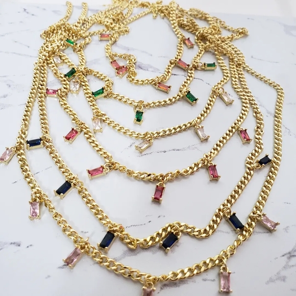 18k gold plated crystal necklace - Picture 2 of 3